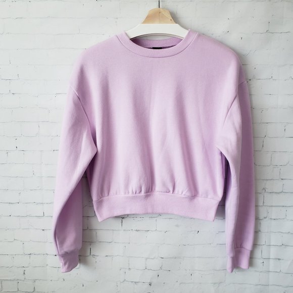 Wild Fable Cropped Crewneck Sweatshirt Size M Lavender Purple Cotton Blend